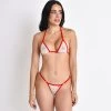 Caribbean Heat Sheer White Mesh Bikini With Red Straps -Oh Lola Swimwear Caribbean Heat Sheer Bikini Red by Oh Lola Swimwear