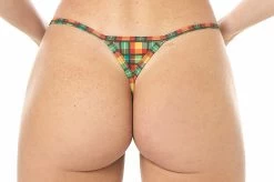 Collins Plaid Micro Bikini -Oh Lola Swimwear Collins Micro Bikini Side Adjustable V String REAR