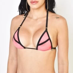 Sensation Sheer Coral Bikini -Oh Lola Swimwear Coral Sensation Sheer Bikini Top Piece