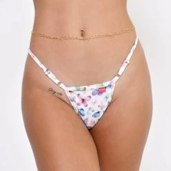 Cute Butterflies Micro Bikini -Oh Lola Swimwear Cute Butterflies Micro Bikini Side Adjustable V String FRONT by Oh Lola Swimwear