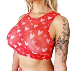 Love Hearts Sheer Dress (Red) -Oh Lola Swimwear Love Hearts Dress Red by OH LOLA SWIMWEAR Top scaled 1