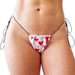 Love Hearts String Bikini (White) -Oh Lola Swimwear Love Hearts String Bikini White Bottom Front scaled 1