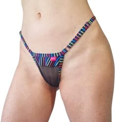 Neon Lights Sheer Bikini -Oh Lola Swimwear Neon Lights Sheer Bikini by OH LOLA SWIMWEAR Side Adjustable V String Front scaled 1