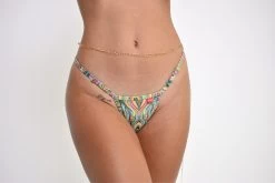 Royal Feathers Bandeau Bikini – Green -Oh Lola Swimwear Royal Feathers Bandeau Bikini Green Bottom by Oh Lola Swimwear scaled 1