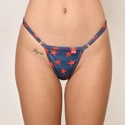 Sexy Liberty Micro Bikini -Oh Lola Swimwear Sexy Liberty Micro Bikini Side Adjustable V String Front View