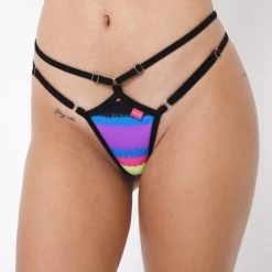 Surfer Girl Micro Bikini -Oh Lola Swimwear Surfer Girl Micro Bikini Side Adjustable 2 Straps Diamond Bottom Front