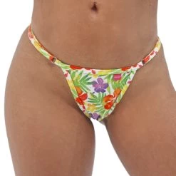 Tropical Breeze Micro Bikini -Oh Lola Swimwear Tropical Breeze Micro Bikini Side Adjustable V String Front