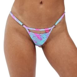 Tropical Fusion Mesh Bikini -Oh Lola Swimwear Tropical Fusion Mesh Bikini Side Adjustable V String Front